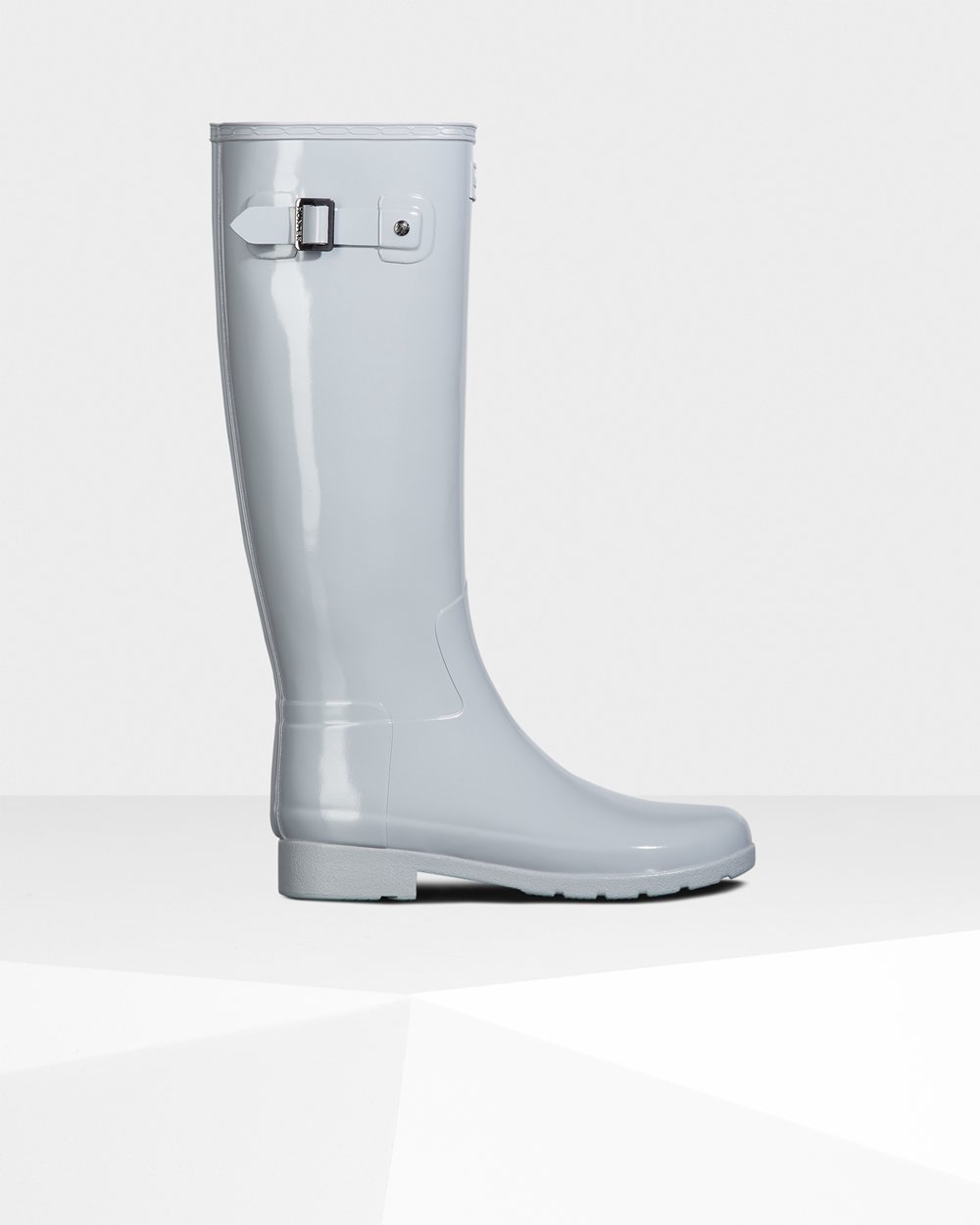 Hunter Refined Slim Fit Gloss Tall Rain Boots - Online Shop Womens Light Grey - YEWKDH180